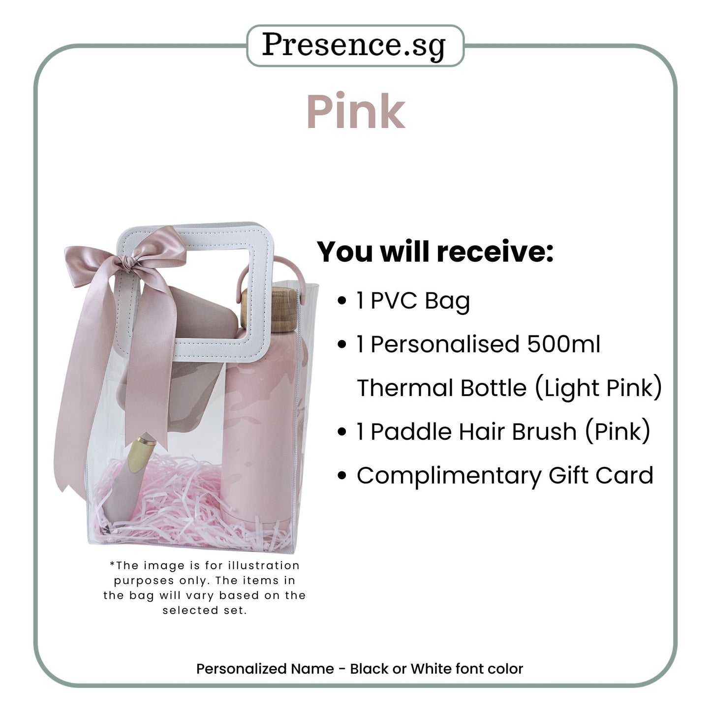 Personalized Thermal Bottle (500ml) & Massage Hair Brush Bundle Gift Set