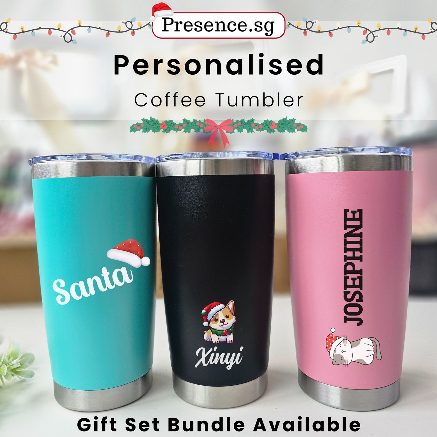 Personalised Christmas  Coffee Tumbler Gift Set