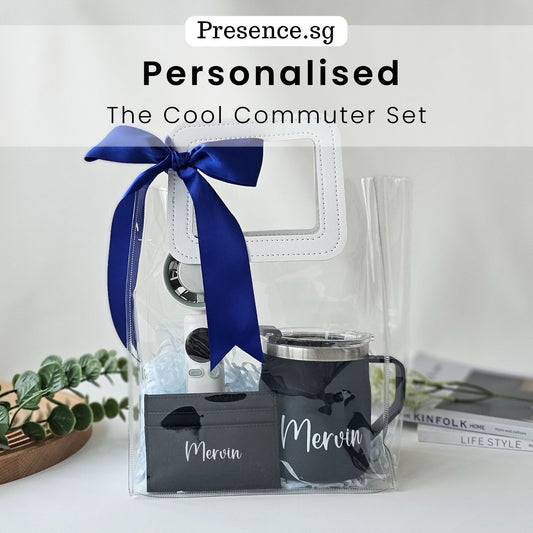 Gift for Him The Cool Commuter Set | Personalised Mug + Mini Handheld Fan