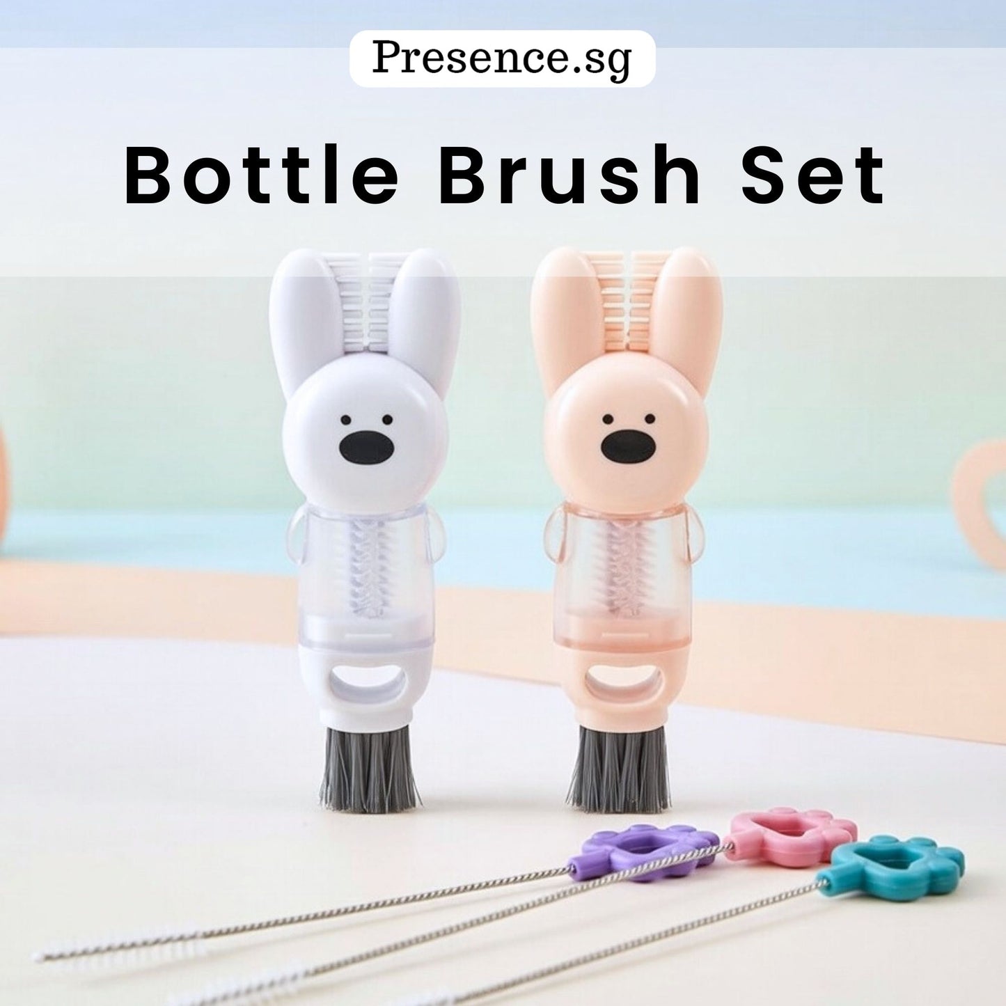 Bottle Cleaning Brush Set 4 in 1 with straw brush