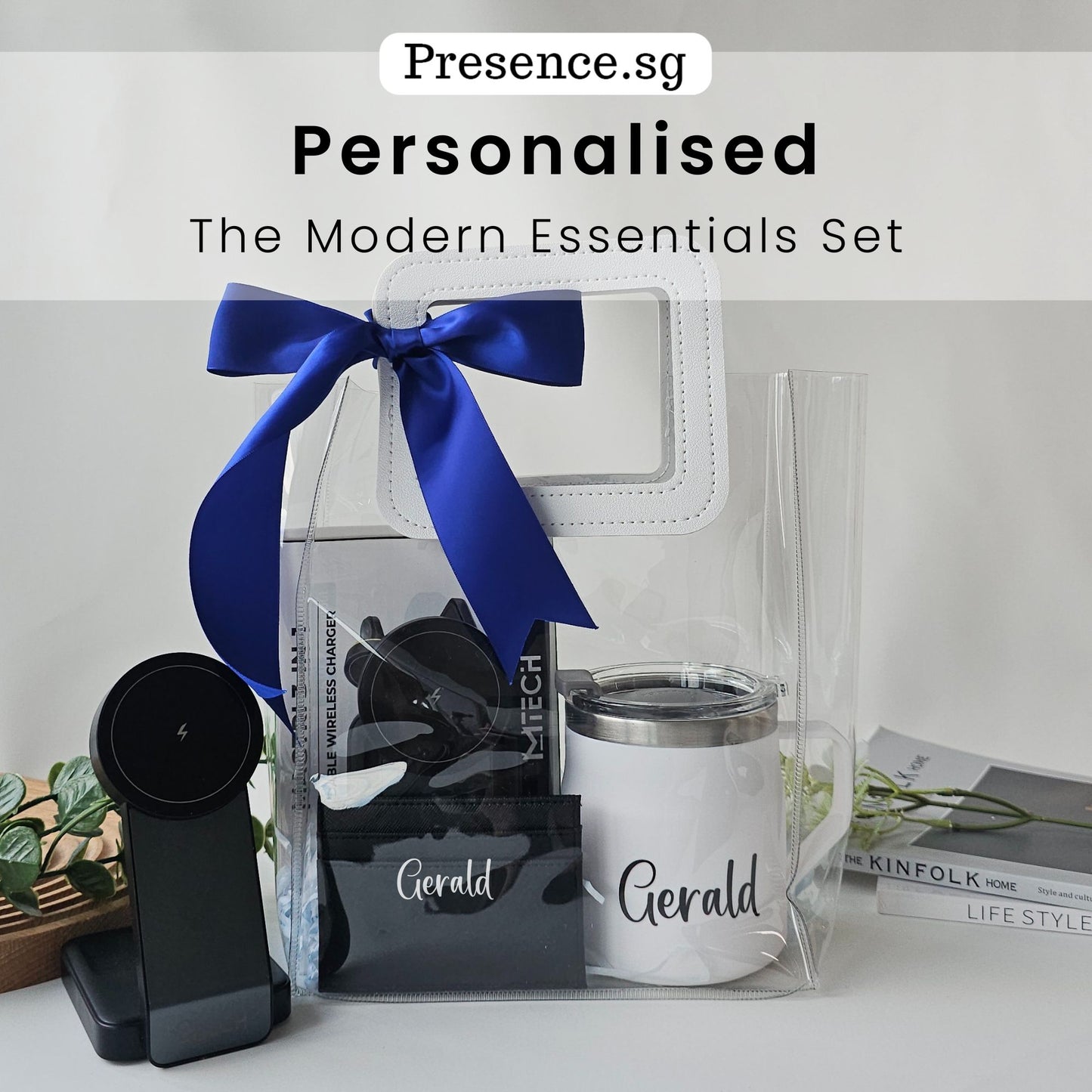 Gift for Him The Modern Essentials Set | Personalised Mug + 3-in-1 Wireless Charger