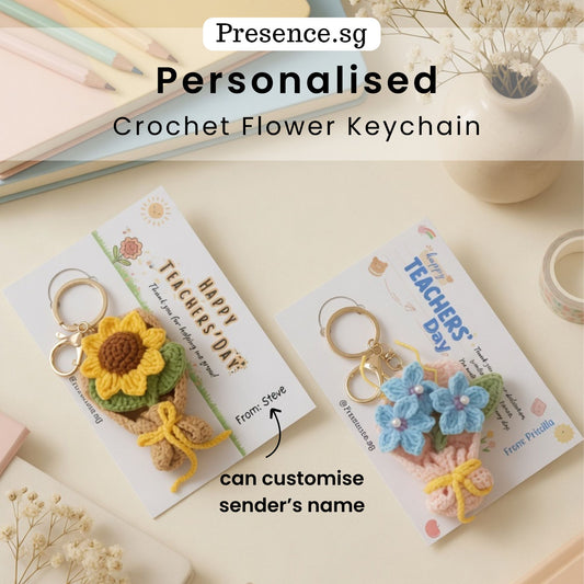 Personalized Crochet-Style Flower Bouquet Keychain