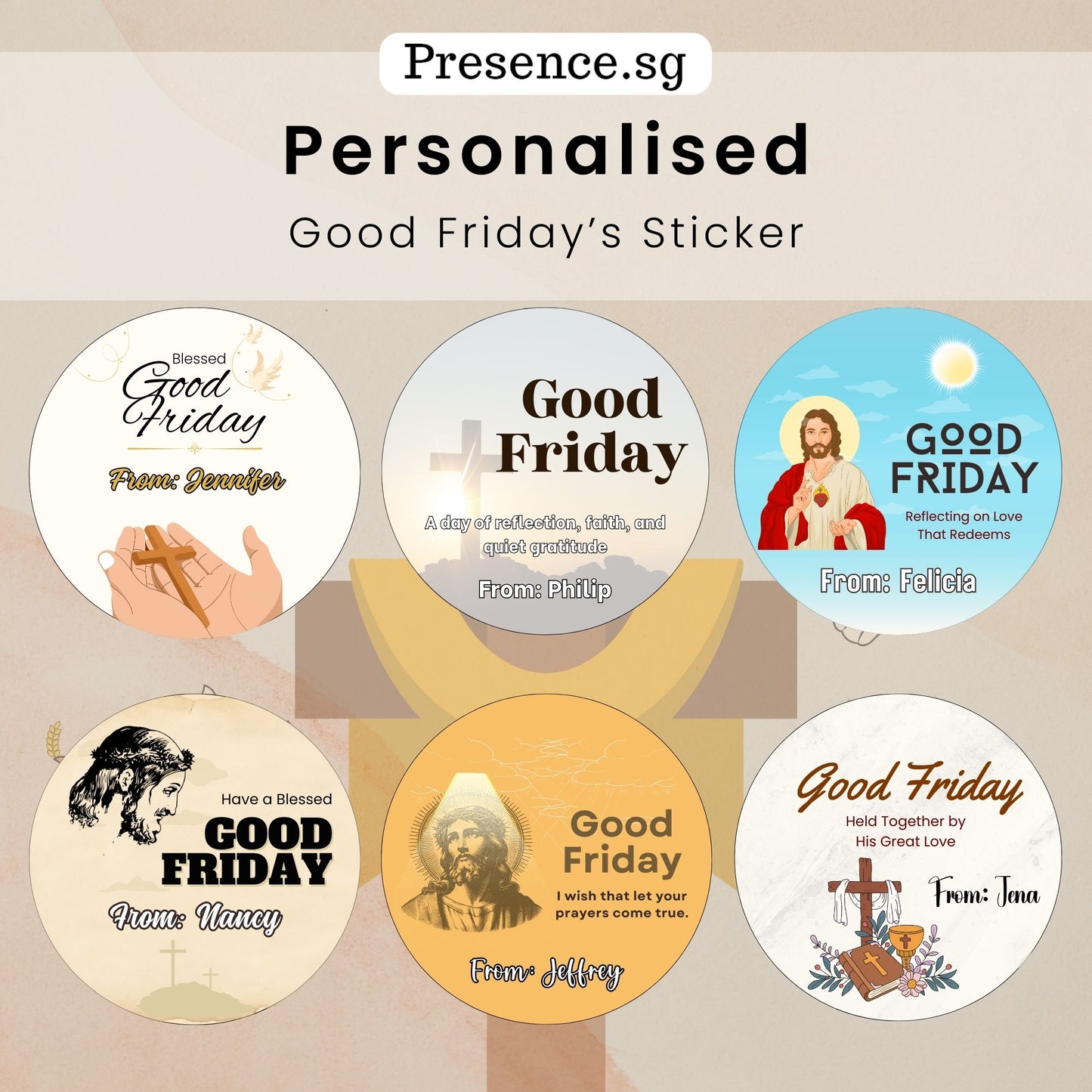 Customised Good Friday‘s Stickers – 6 Designs