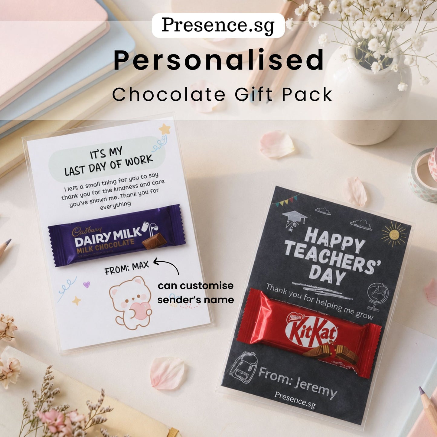 Personalized Chocolate Gift Pack with custom gift card