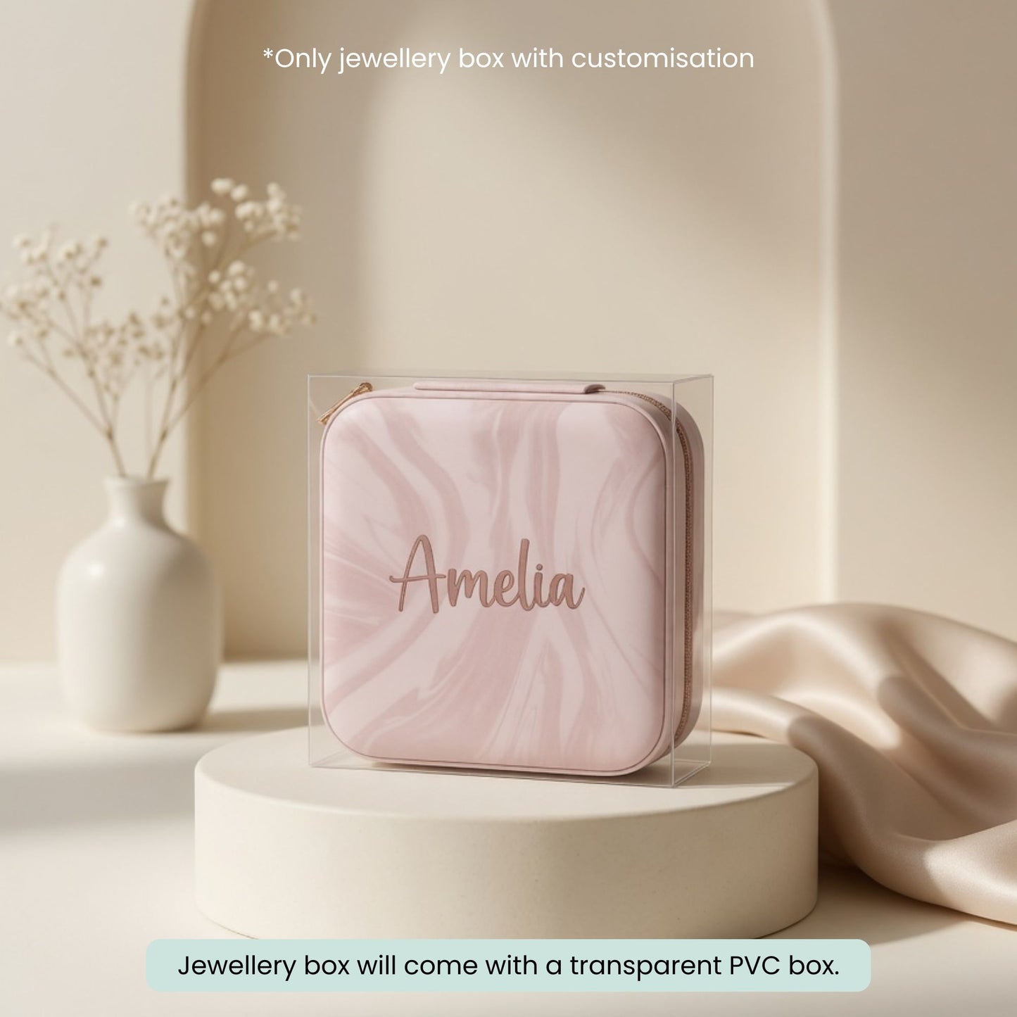 Personalized Marble Mini Travel Jewellery Box