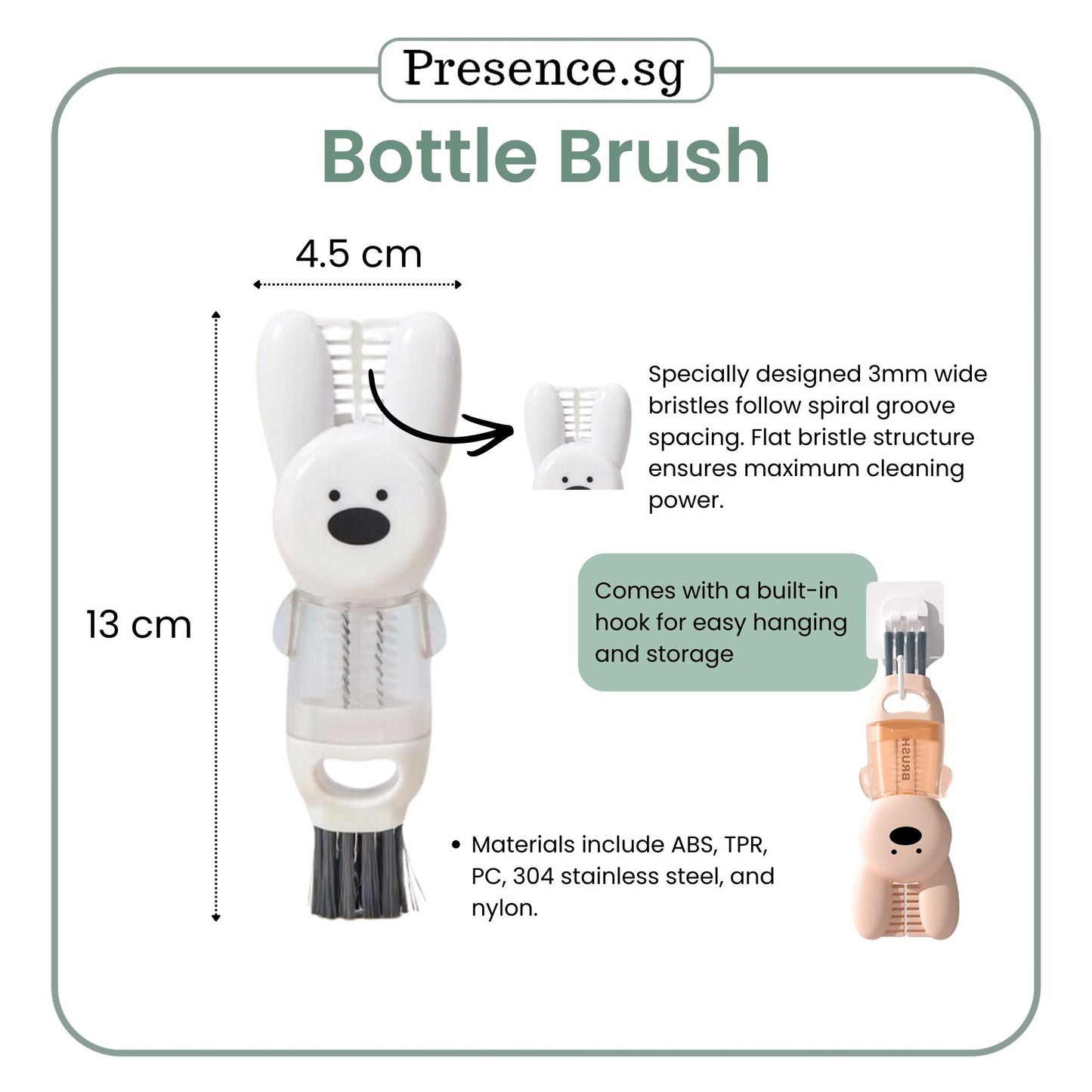 Bottle Cleaning Brush Set 4 in 1 with straw brush