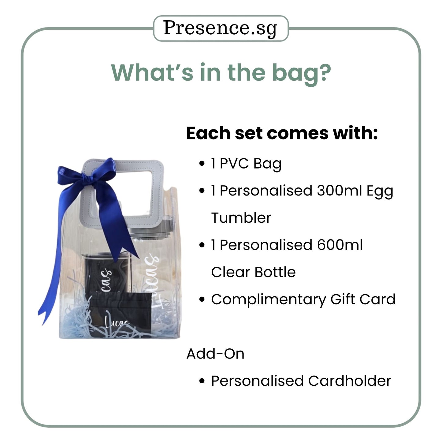 Personalised 300ml Egg Tumbler & 600ml Clear Bottle with Card Holder
