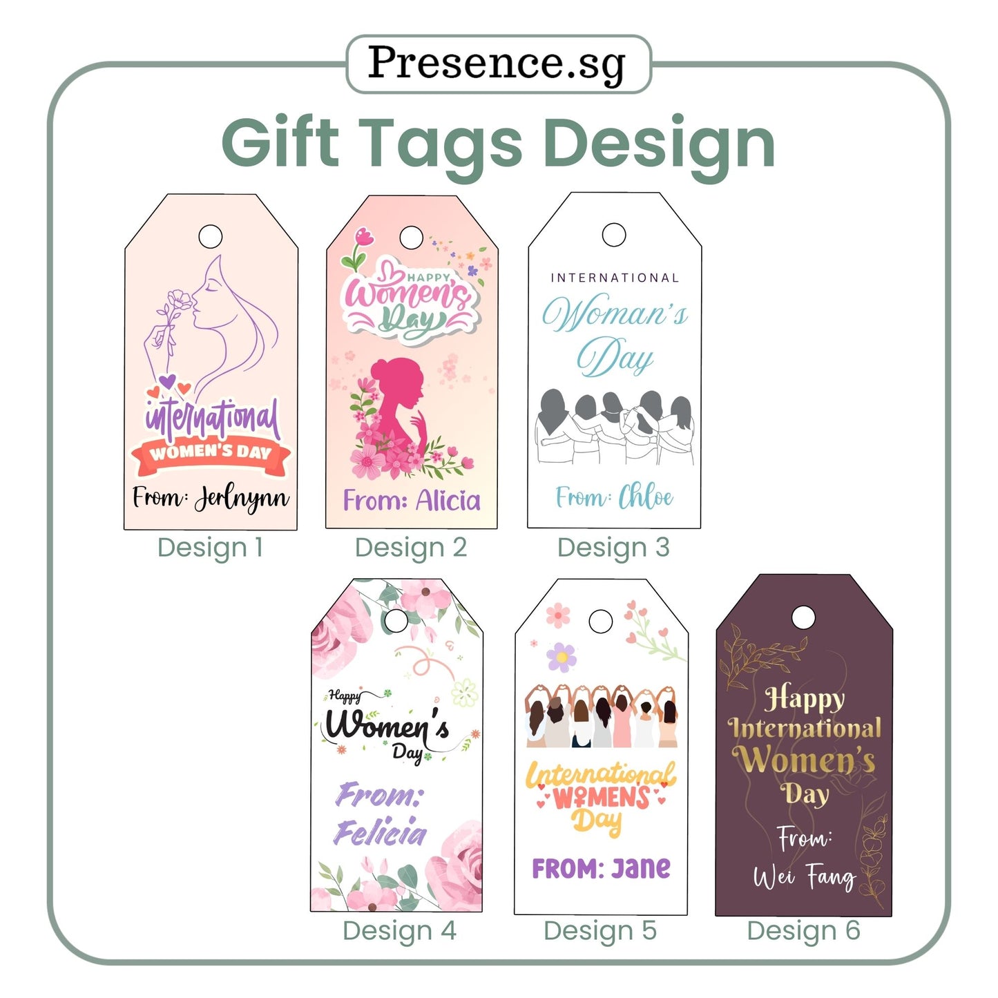 Customised International Women's Day Gift Tags – 6 Designs