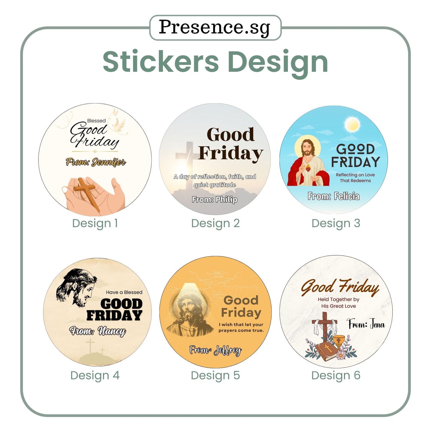 Customised Good Friday‘s Stickers – 6 Designs