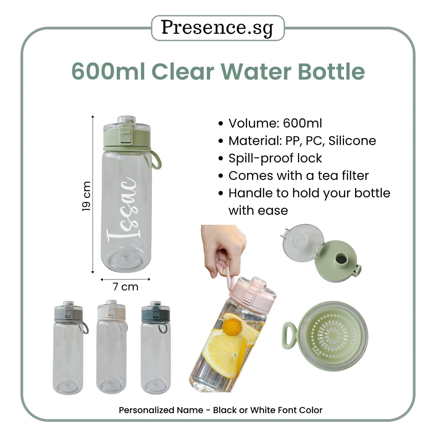 Personalised Clear Water Bottle Mini Fan Gift Set