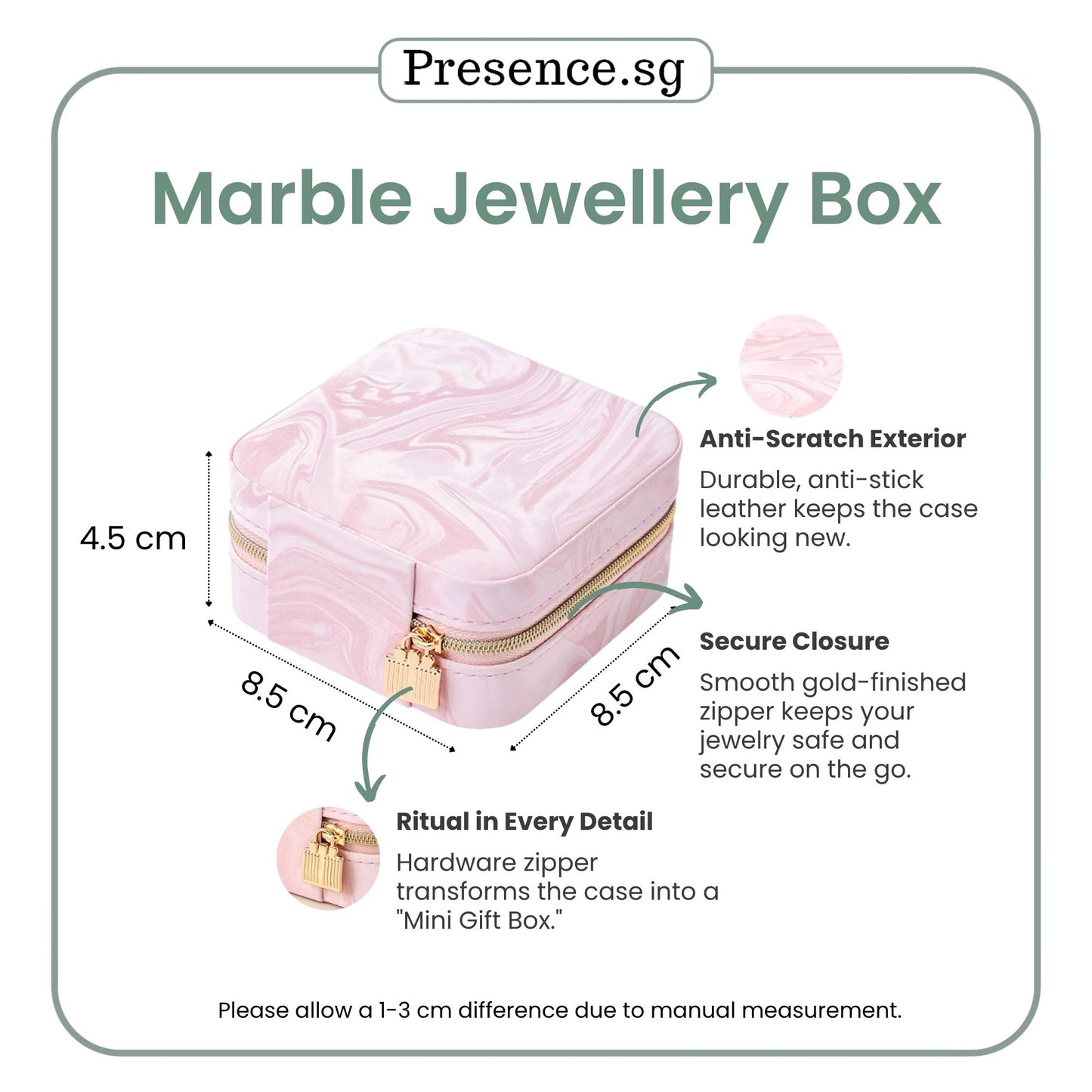 Personalized Marble Mini Travel Jewellery Box