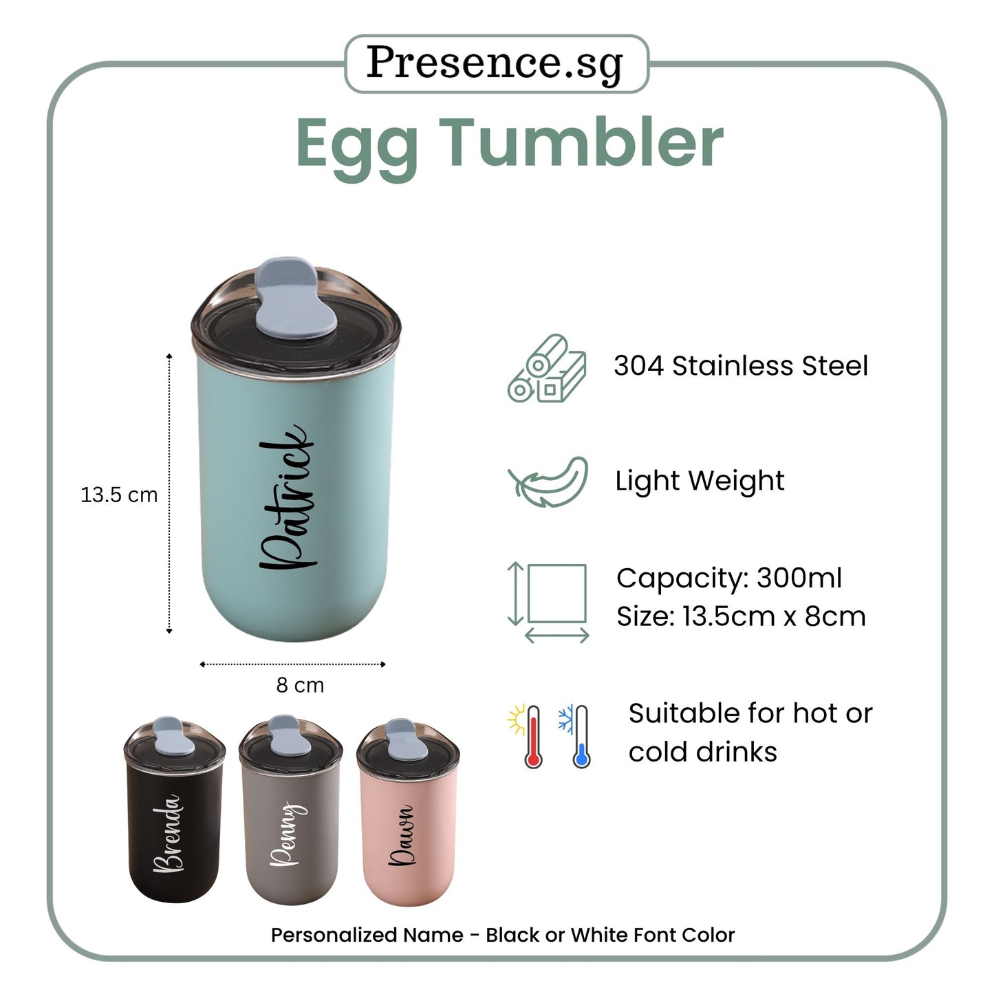 Personalised 300ml Egg Tumbler & 600ml Clear Bottle with Card Holder