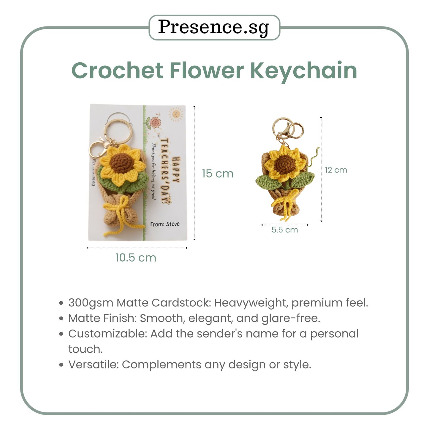 Personalized Crochet-Style Flower Bouquet Keychain