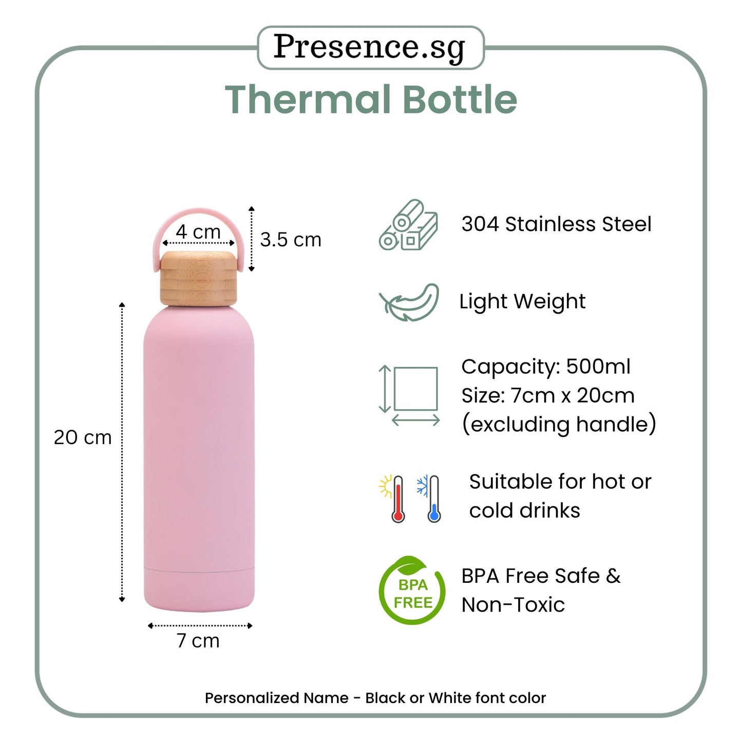 Personalized Thermal Bottle (500ml) & Massage Hair Brush Bundle Gift Set