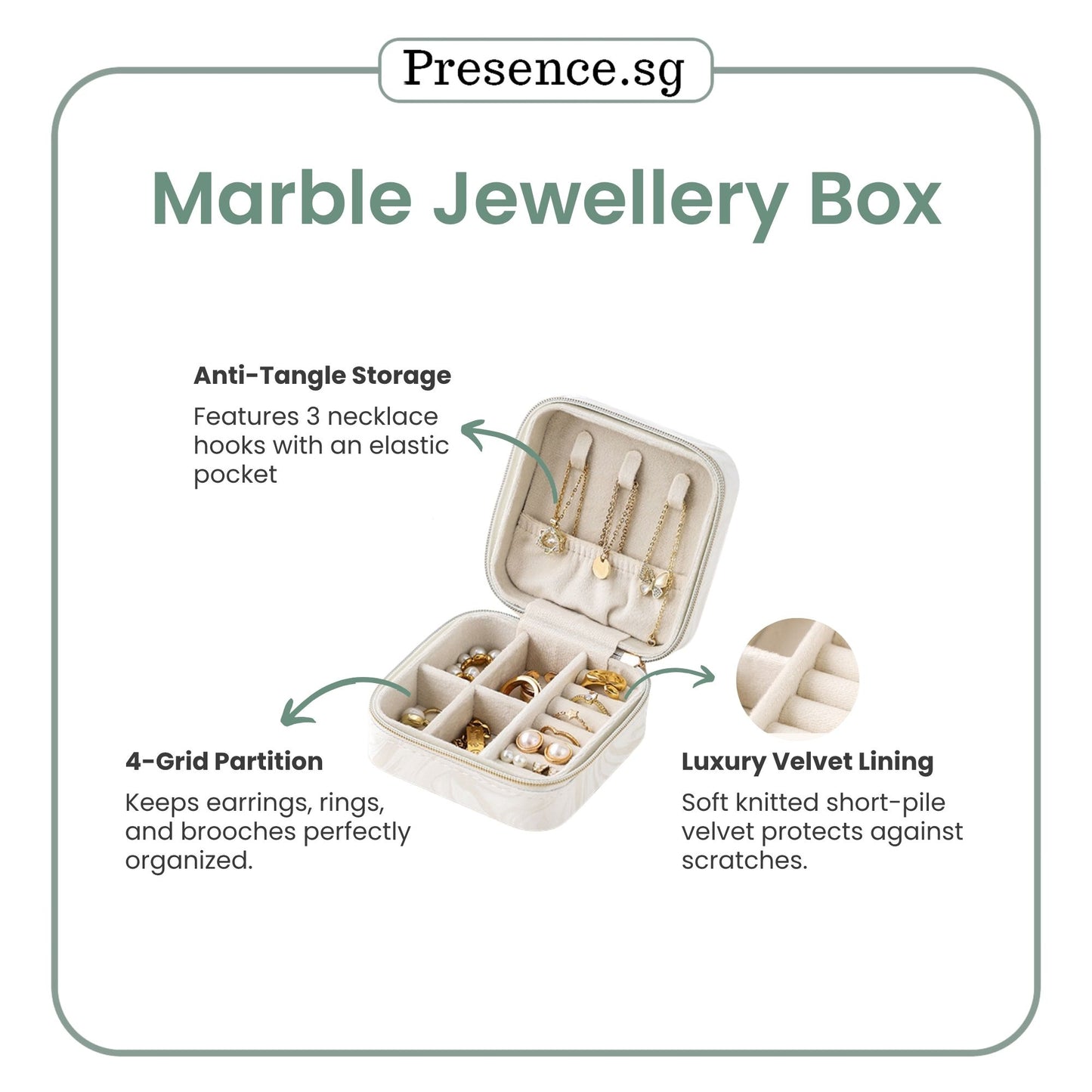 Personalized Marble Mini Travel Jewellery Box