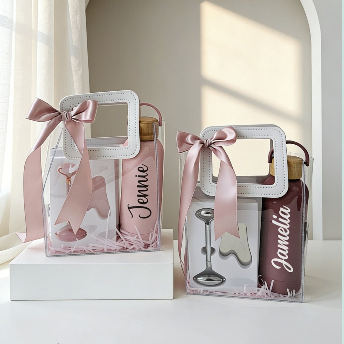 Personalised Thermal Bottle Gua Sha Facial Roller Gift Set