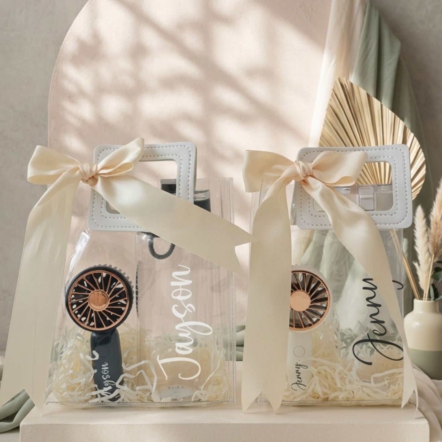 Personalised Clear Water Bottle Mini Fan Gift Set