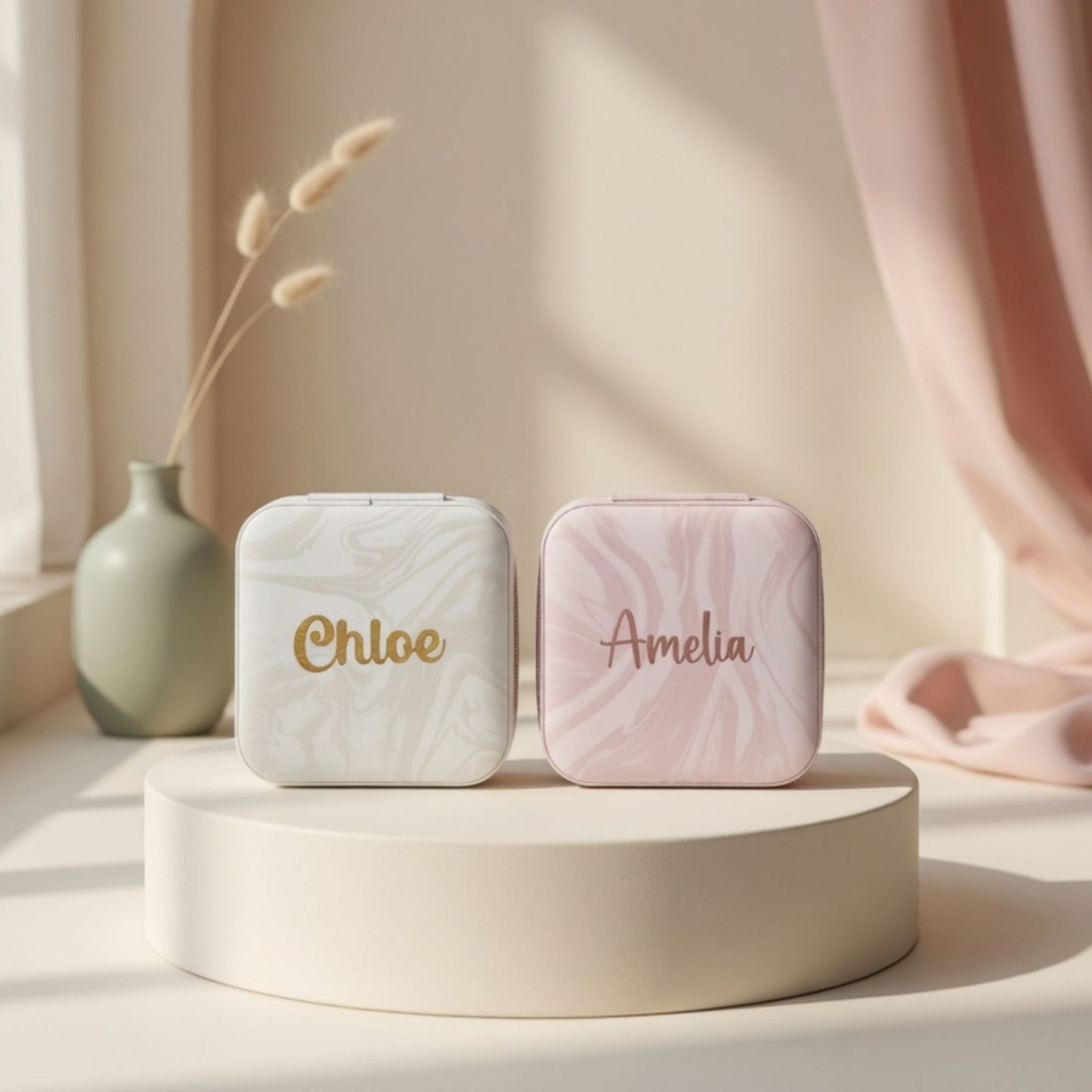 Personalized Marble Mini Travel Jewellery Box