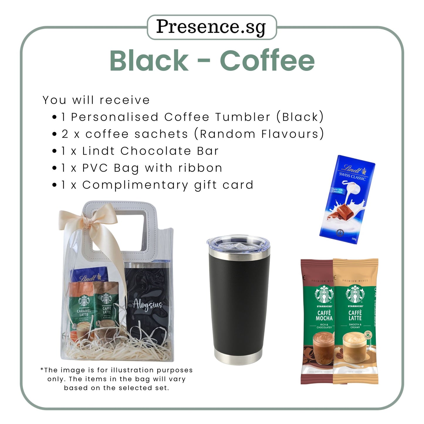Personalised 600ml Coffee Tumbler & Treats Gift Set (Set D)