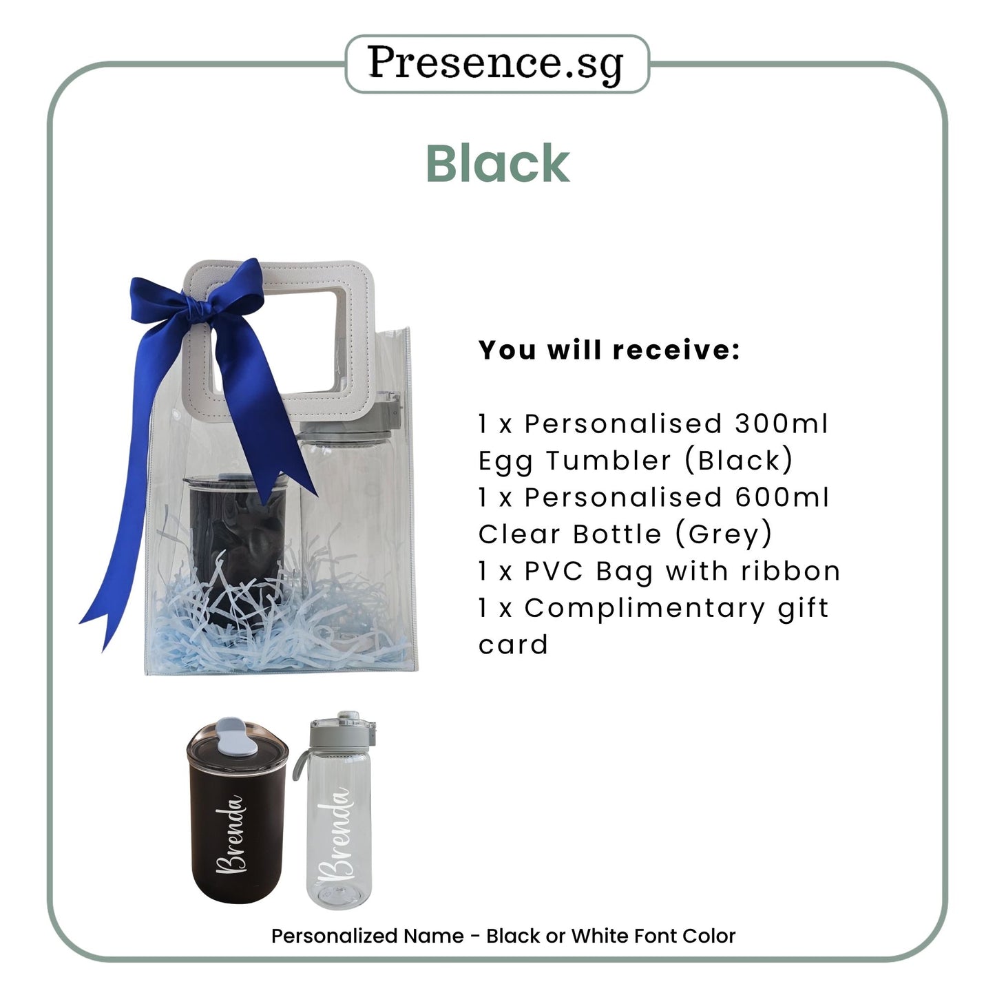 Personalised 300ml Egg Tumbler & 600ml Clear Bottle with Card Holder
