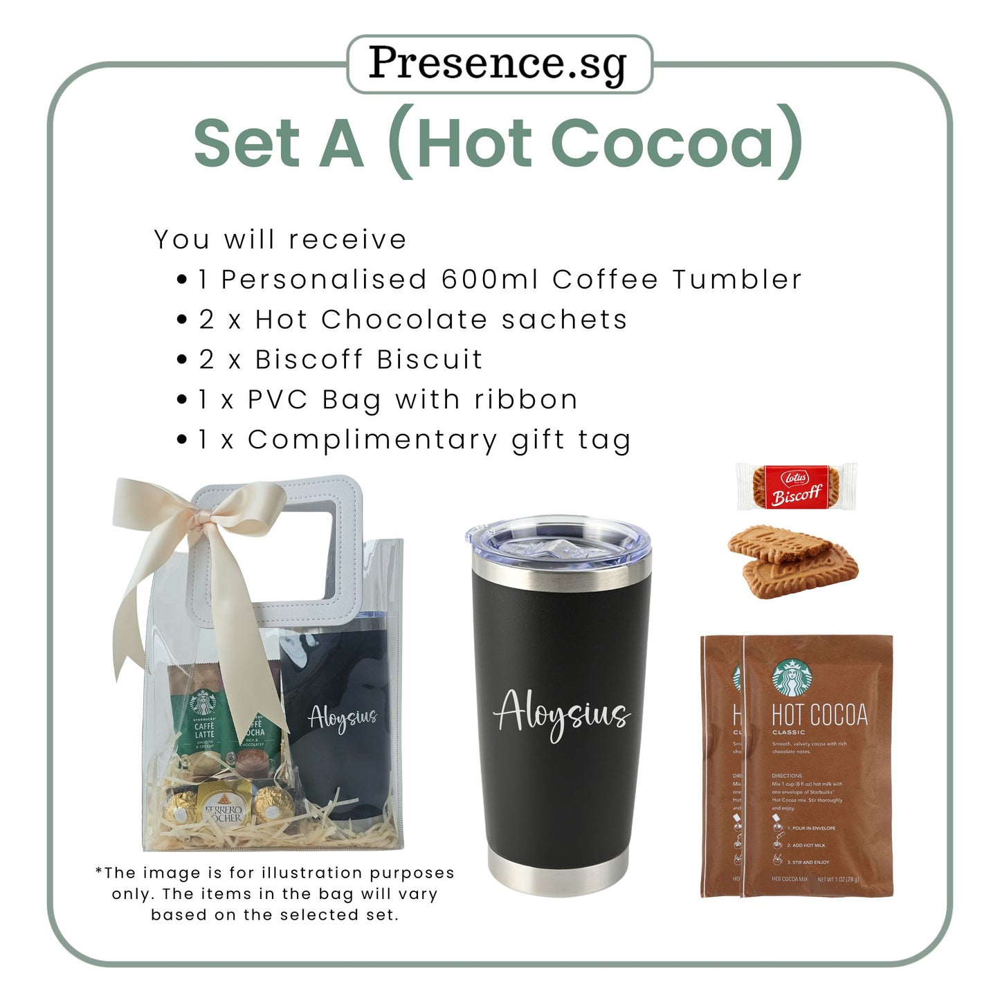Personalised Christmas Coffee Tumbler Gift Set  (Dual Side Printing)