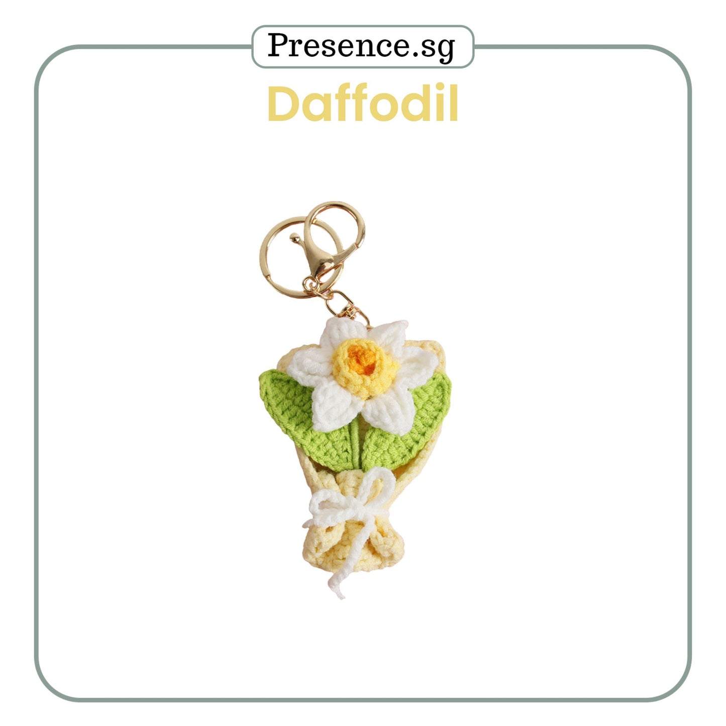 Personalized Crochet-Style Flower Bouquet Keychain