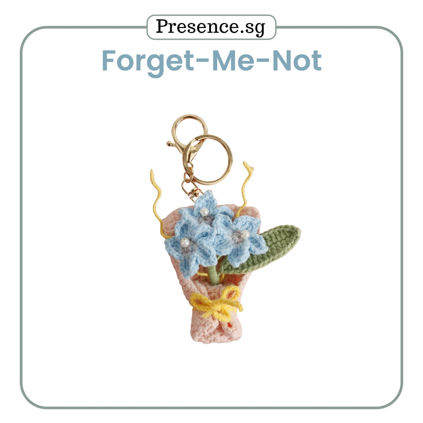 Personalized Crochet-Style Flower Bouquet Keychain