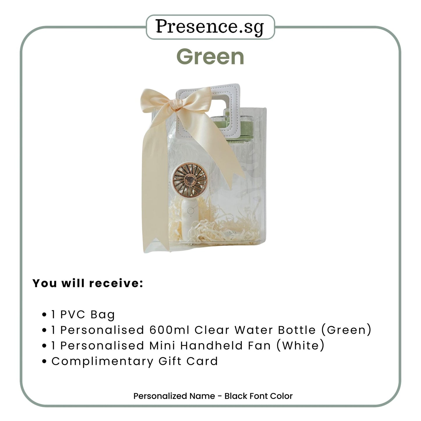 Personalised Clear Water Bottle Mini Fan Gift Set