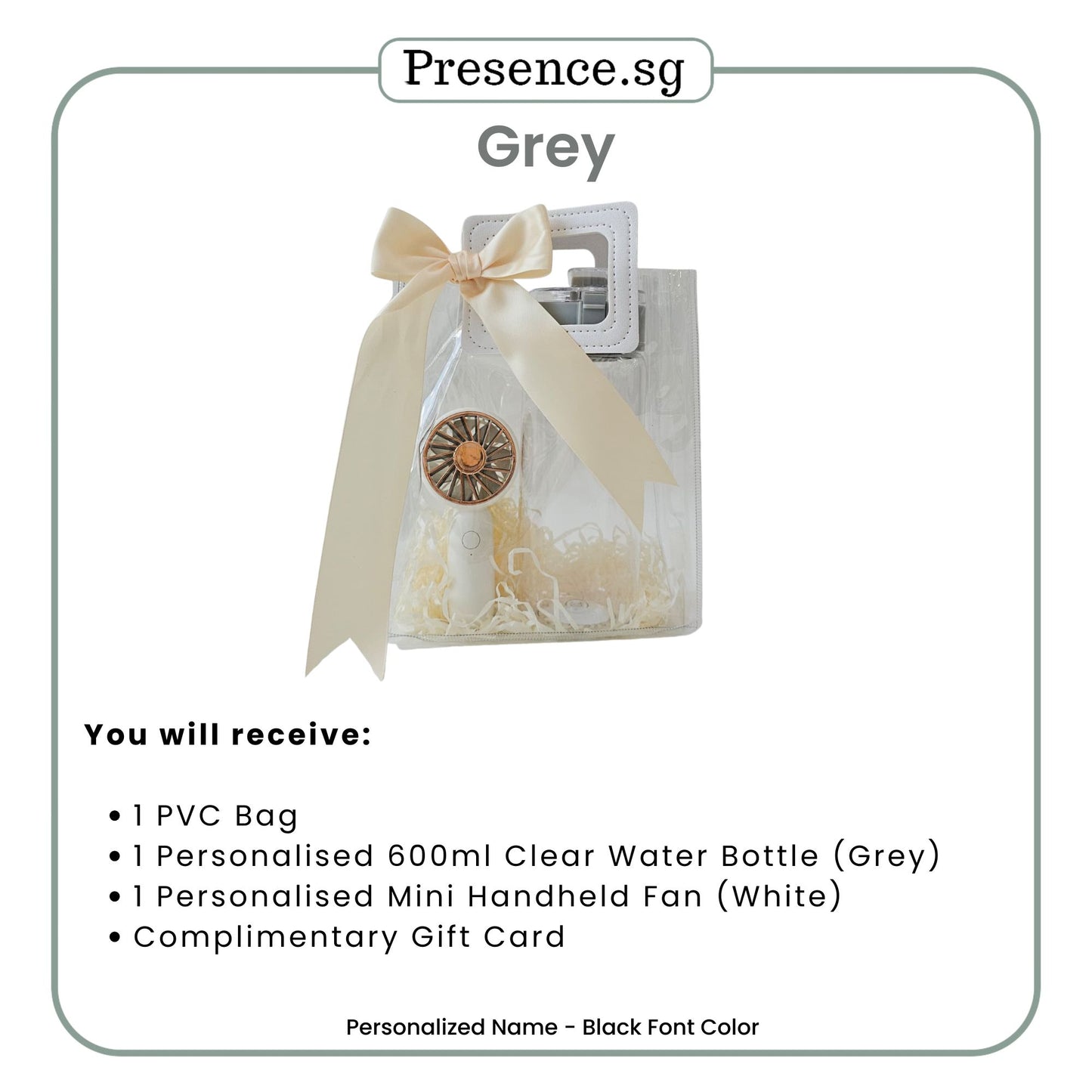 Personalised Clear Water Bottle Mini Fan Gift Set