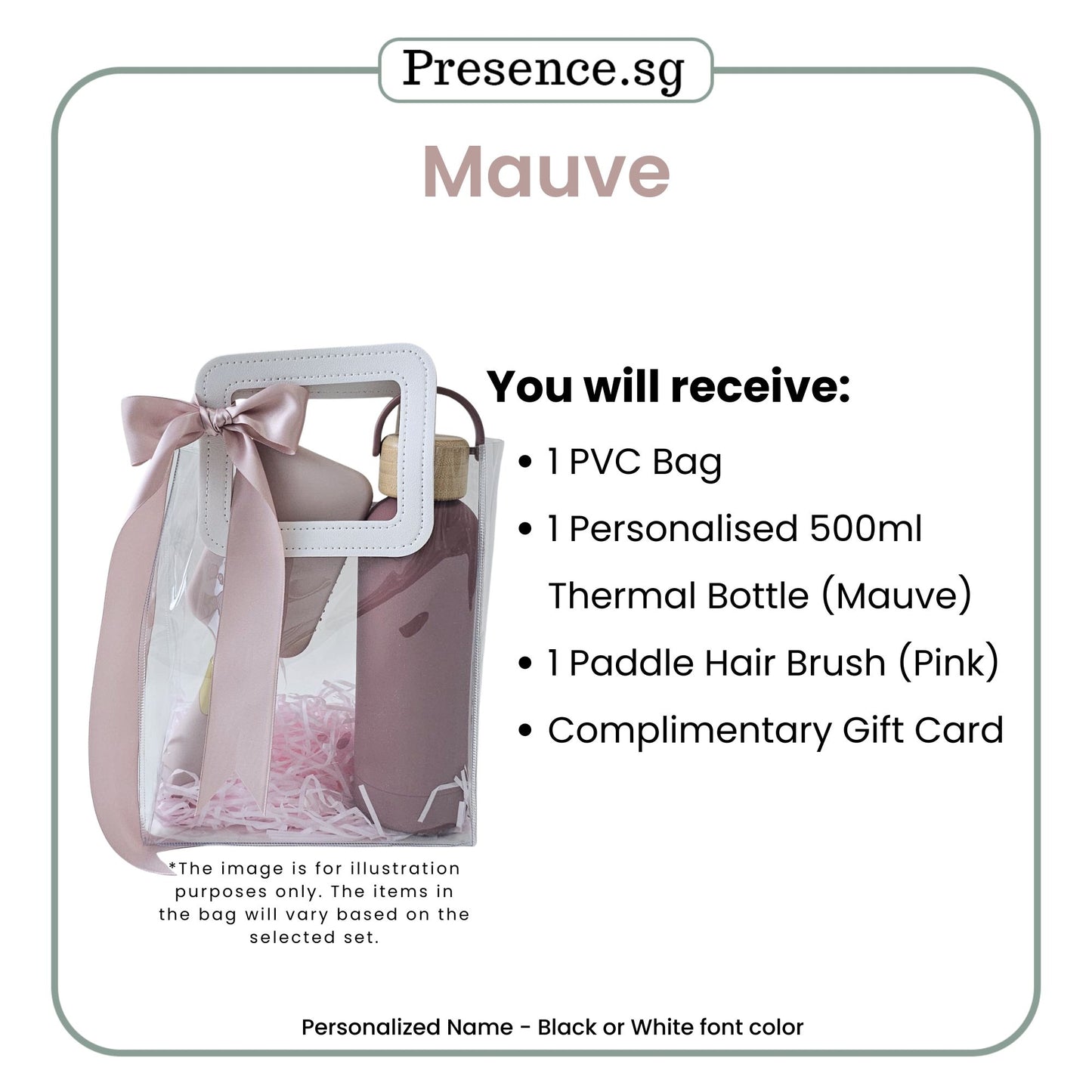 Personalized Thermal Bottle (500ml) & Massage Hair Brush Bundle Gift Set