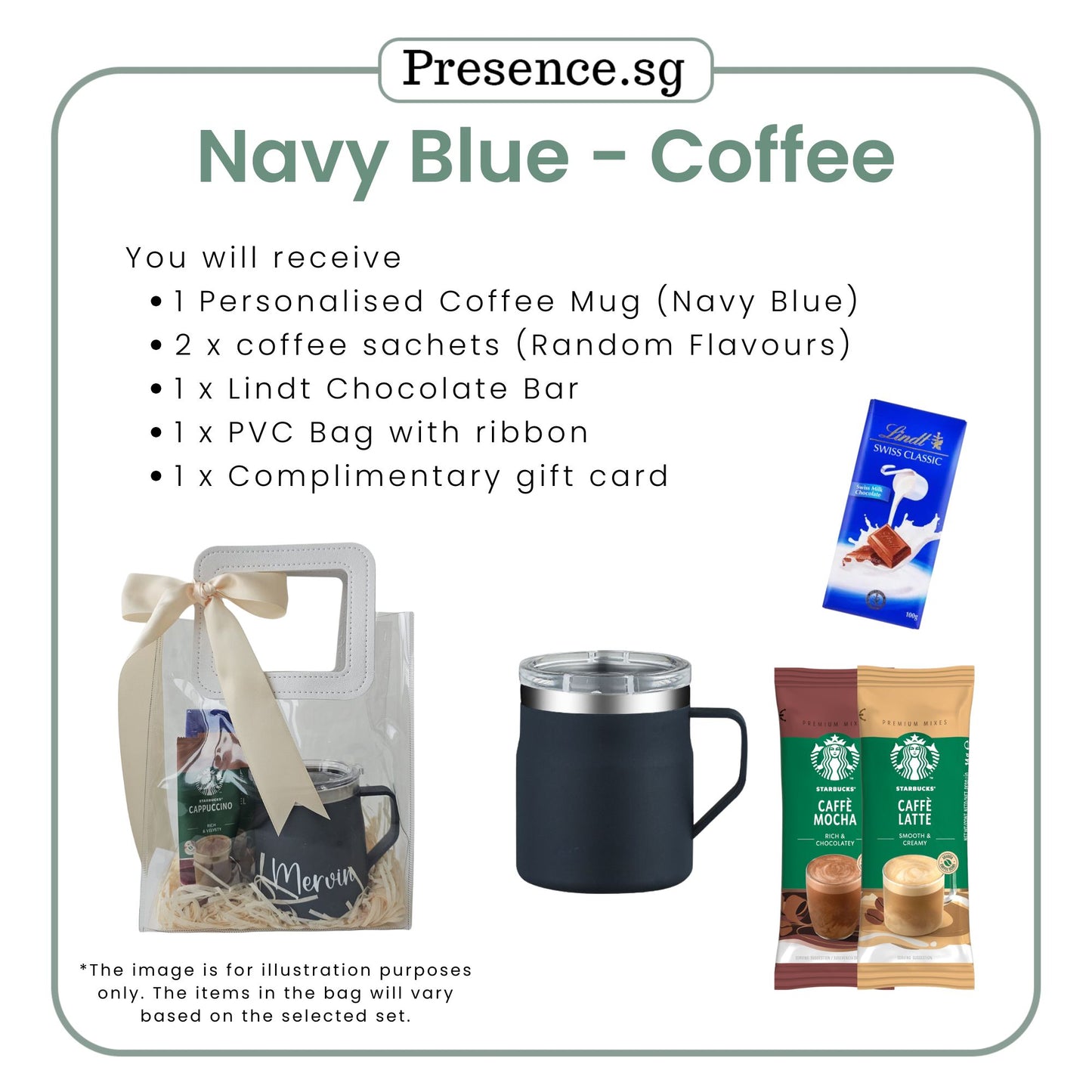 Personalized 450ml Coffee Mug & Treats Gift Set (Set D)