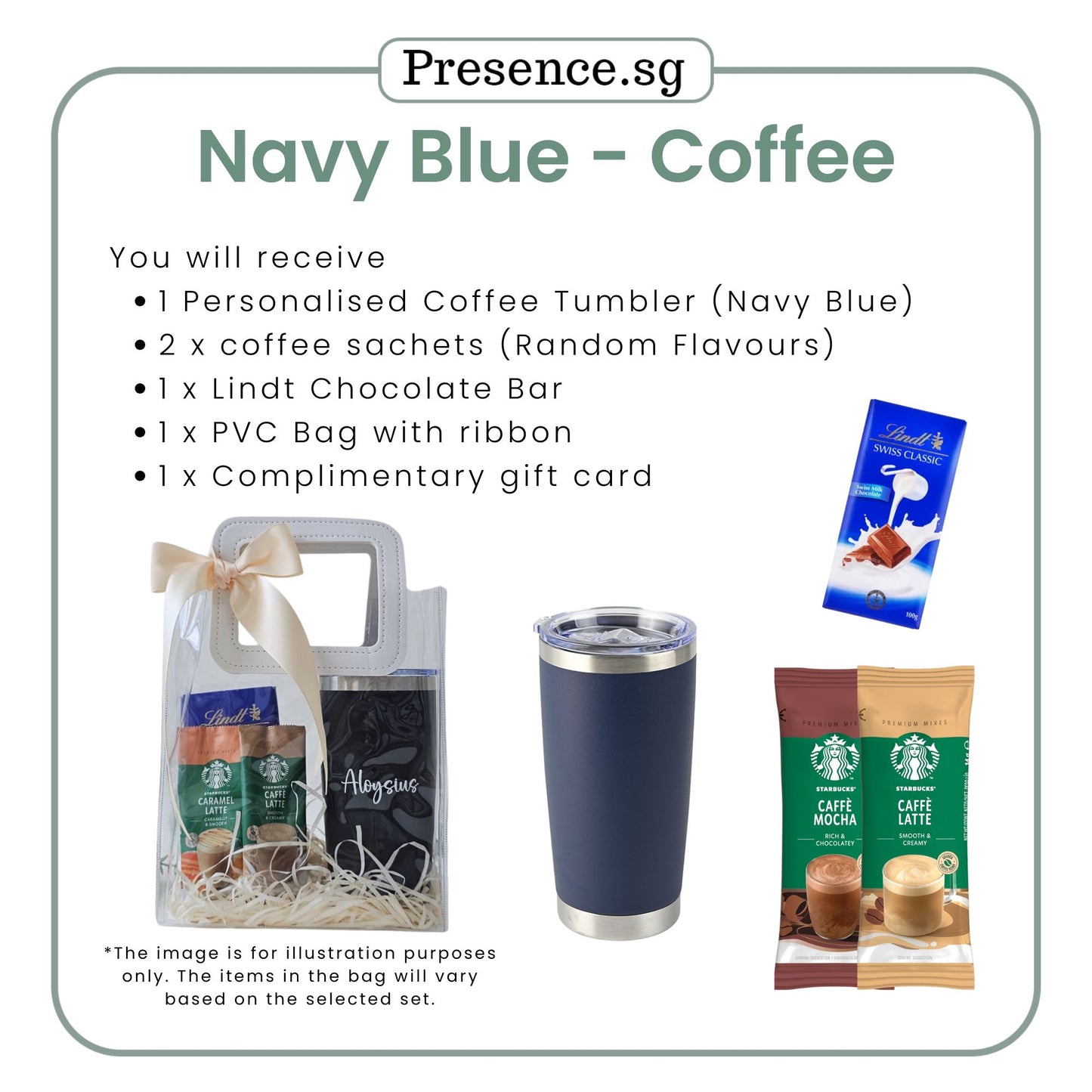 Personalised 600ml Coffee Tumbler & Treats Gift Set (Set D)