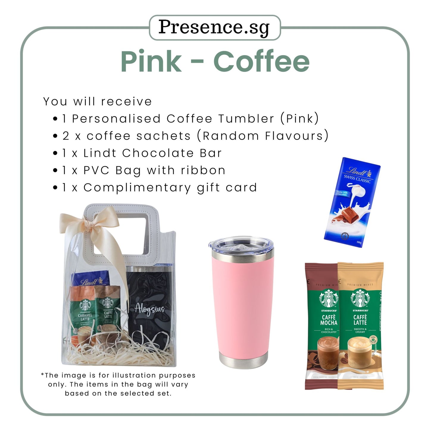 Personalised 600ml Coffee Tumbler & Treats Gift Set (Set D)