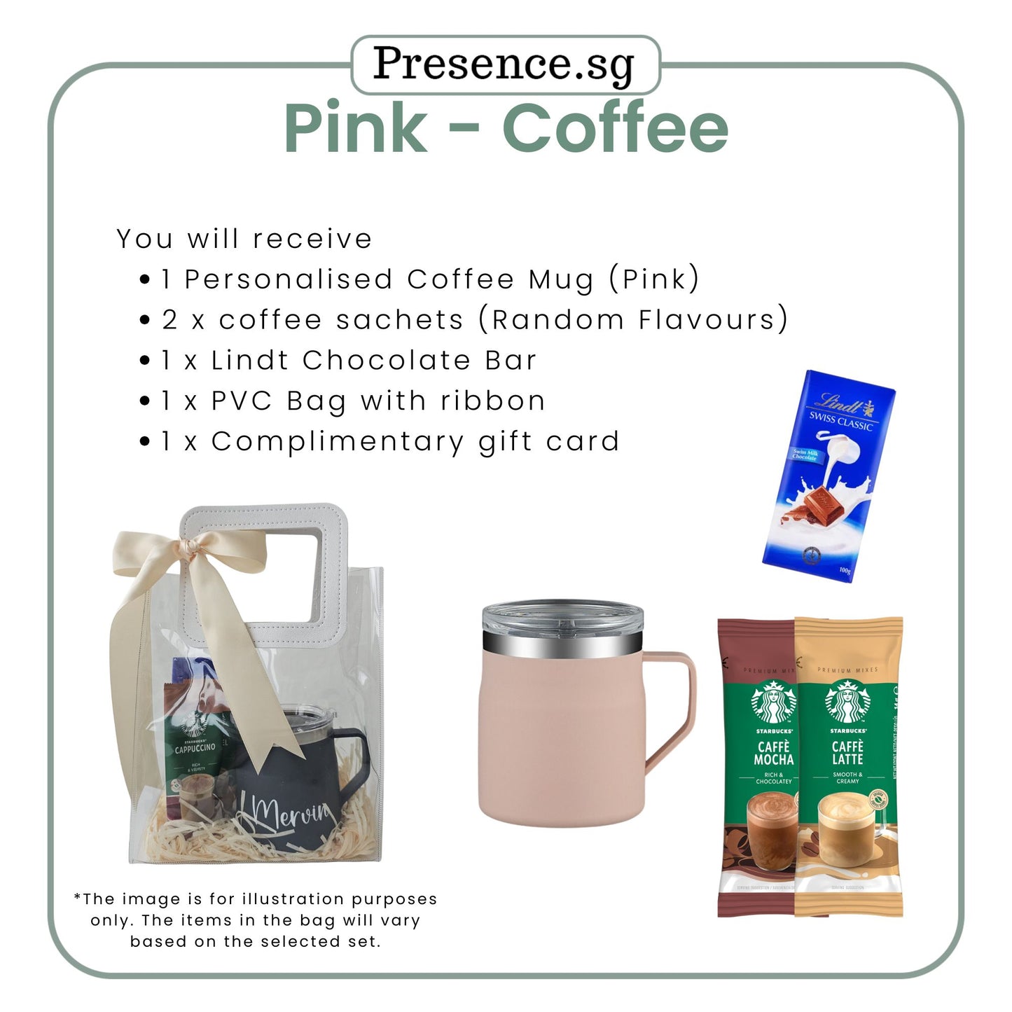 Personalized 450ml Coffee Mug & Treats Gift Set (Set D)