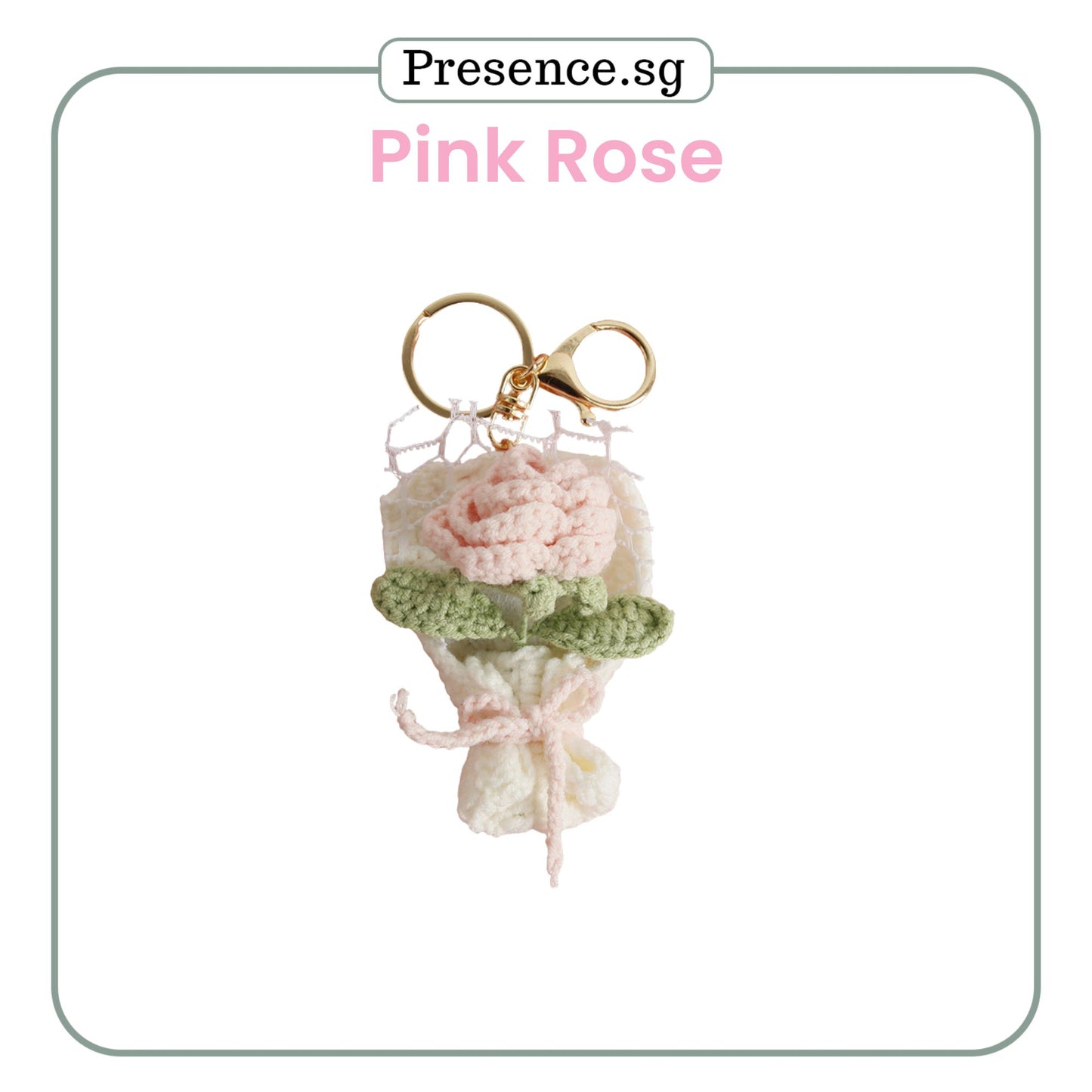 Personalized Crochet-Style Flower Bouquet Keychain