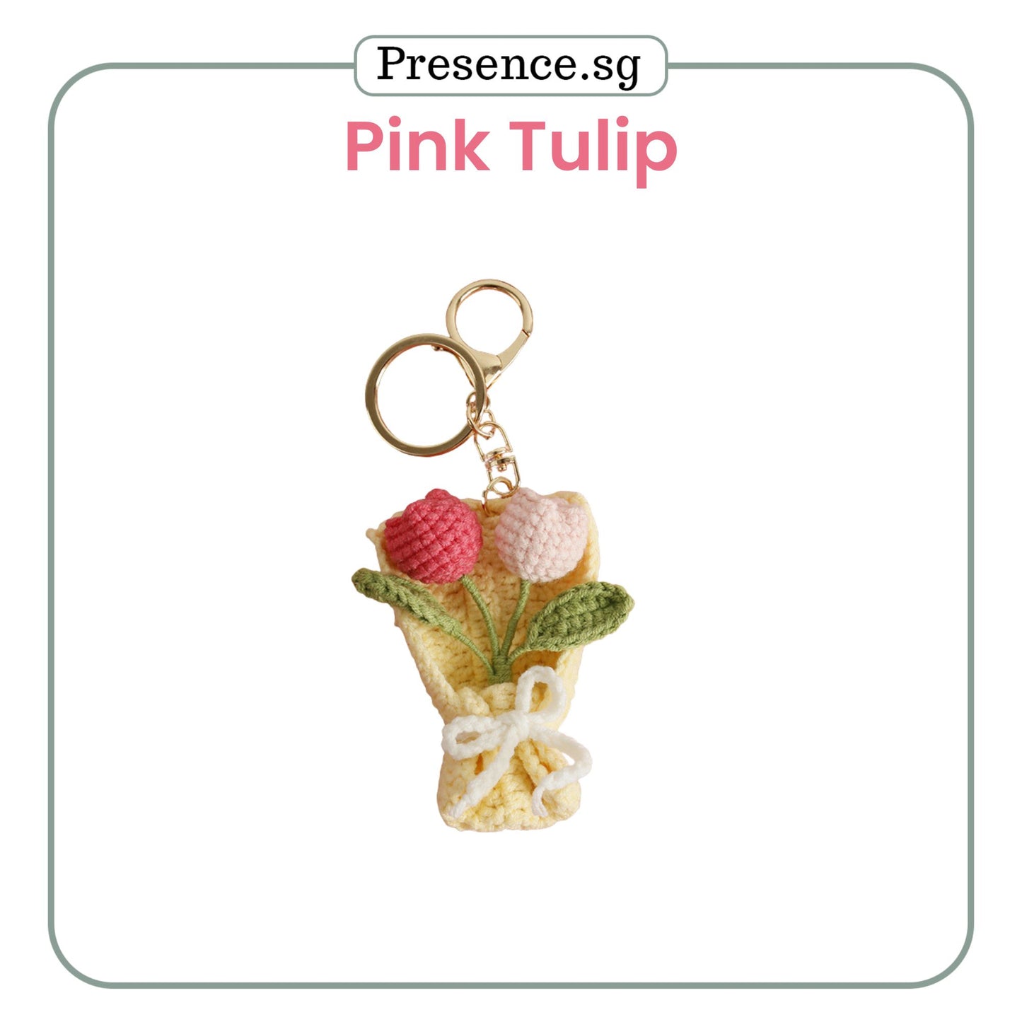 Personalized Crochet-Style Flower Bouquet Keychain