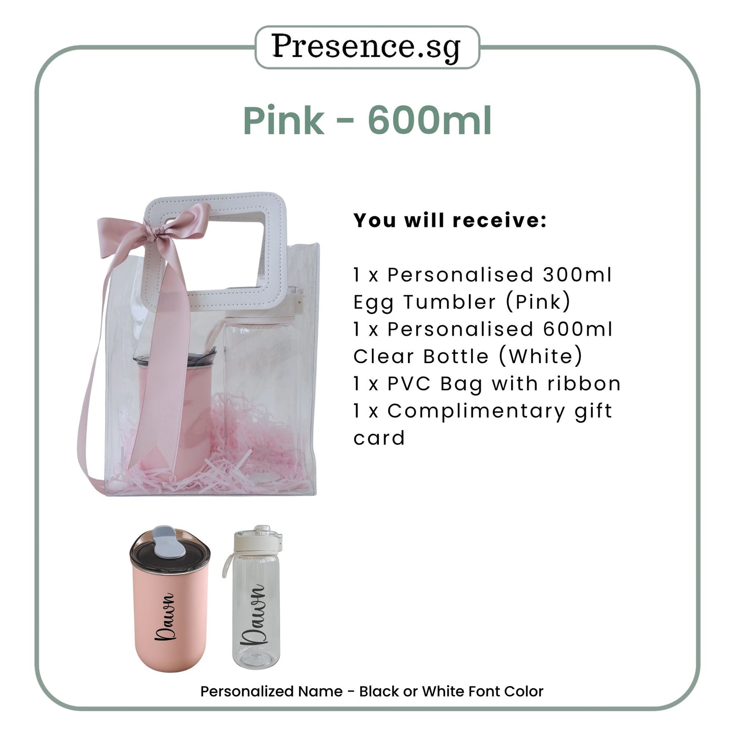 Personalised 300ml Egg Tumbler & 600ml Clear Bottle with Card Holder