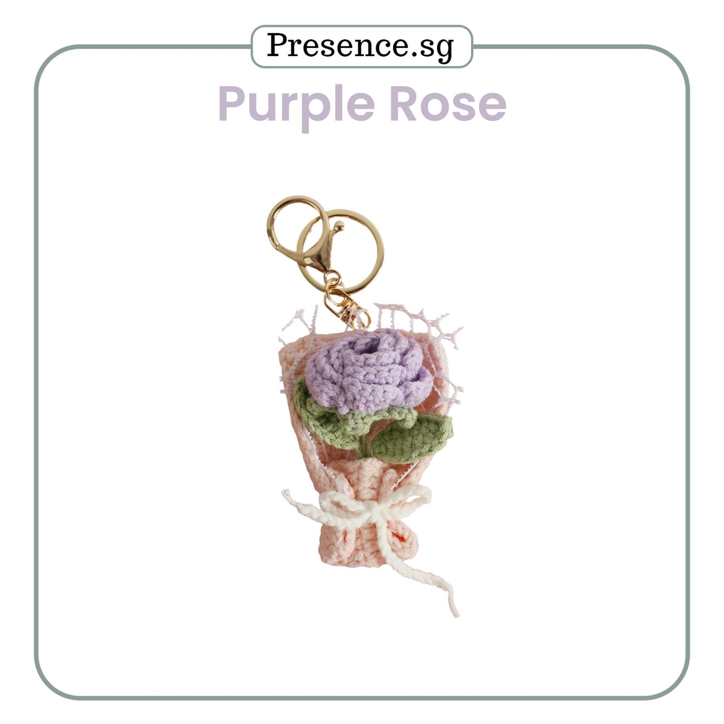 Personalized Crochet-Style Flower Bouquet Keychain
