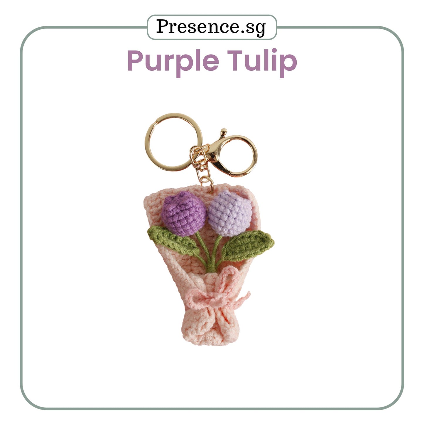 Personalized Crochet-Style Flower Bouquet Keychain