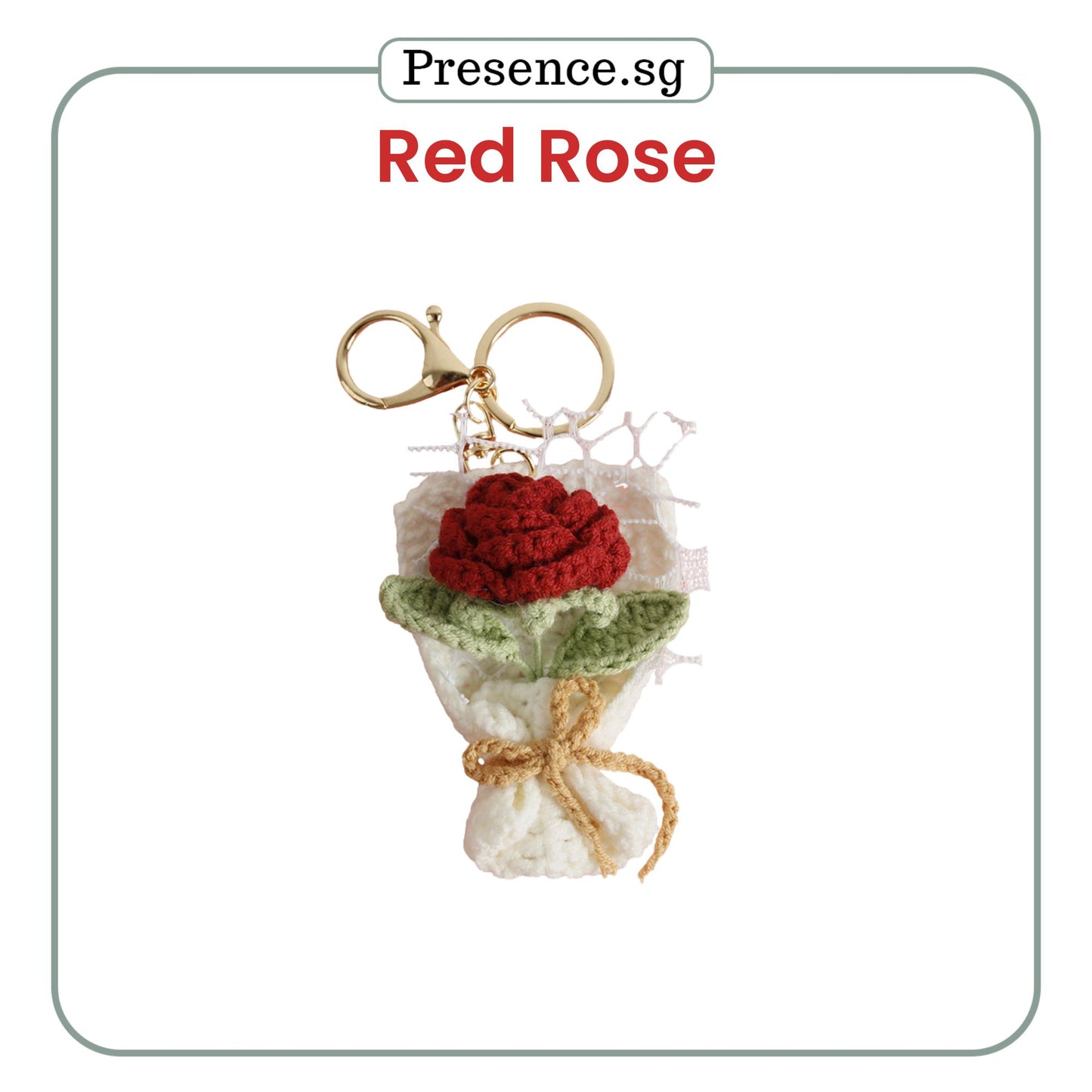 Personalized Crochet-Style Flower Bouquet Keychain