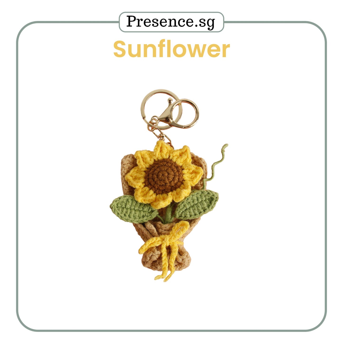 Personalized Crochet-Style Flower Bouquet Keychain