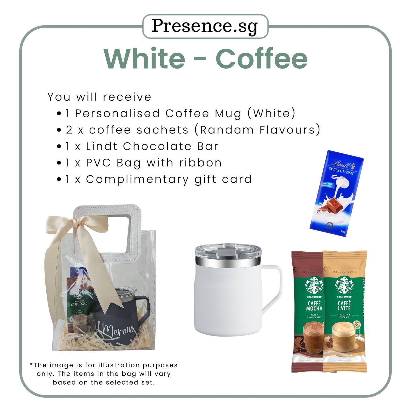 Personalized 450ml Coffee Mug & Treats Gift Set (Set D)