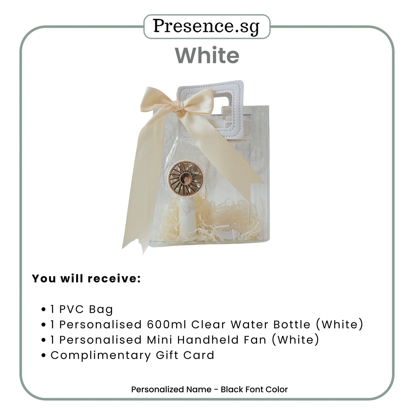 Personalised Clear Water Bottle Mini Fan Gift Set