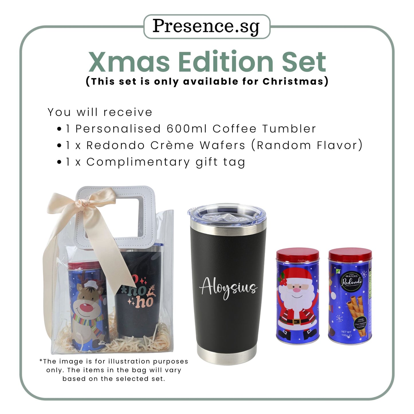 Personalised Christmas Coffee Tumbler Gift Set  (Dual Side Printing)