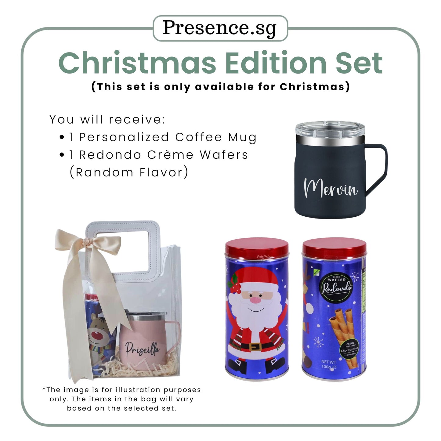 Personalised Christmas Coffee Mug Gift Set  (Dual Side Printing)